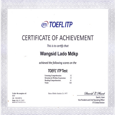 TOEFL Certificate